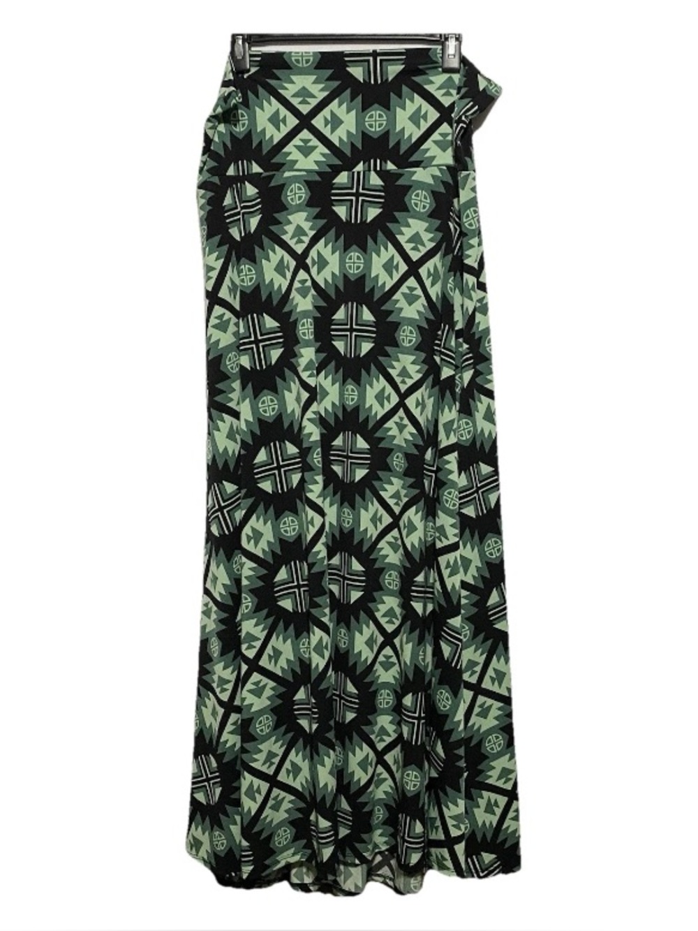 LuLaRoe Green Black Aztec Print High Waist Maxi Skirt